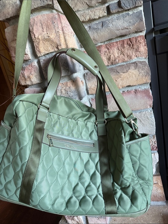 Bella Russo Handbags - Sateen Olive Travel Weekender 18 in. Bag Removable Shoulder Strap trolly sleeve